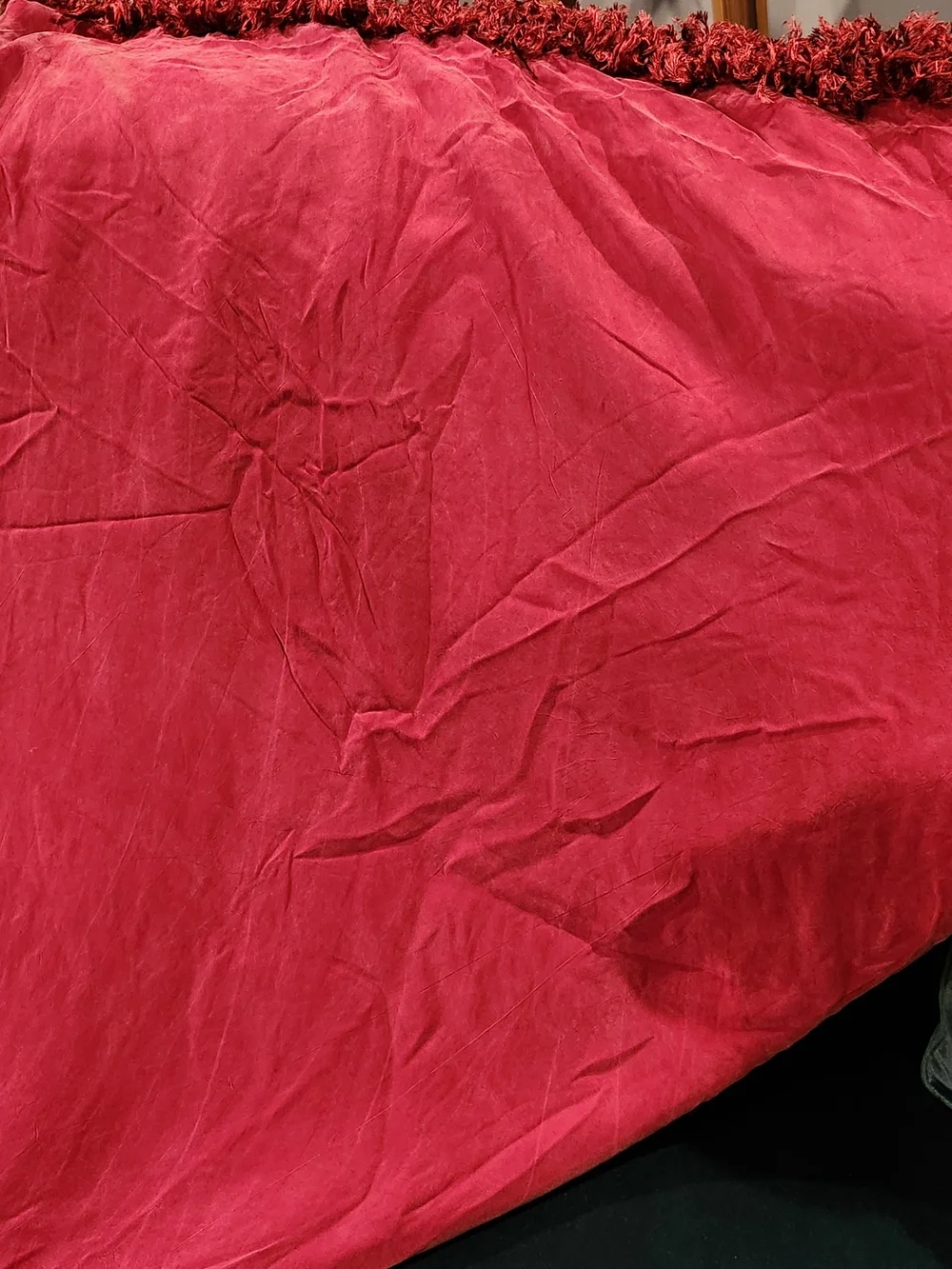 Red Silk Bed Scarf Or Throw